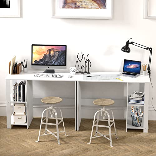 SHW 38-Inch Home Office Computer Desk with Shelves, White - color: White
