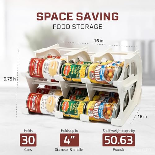 FIFO Can Tracker 2-Pack - 2-Tier Rotating Food Can Organizer for Pantry, Expandable Soda Can Storage for Kitchen, Holds 30 Cans of Food or Soda - size: 2 Pack, style: 30 can