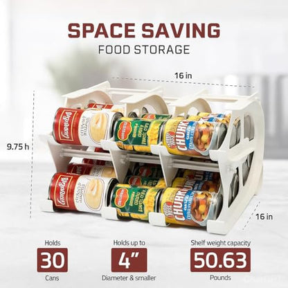 FIFO Can Tracker 2-Pack - 2-Tier Rotating Food Can Organizer for Pantry, Expandable Soda Can Storage for Kitchen, Holds 30 Cans of Food or Soda - size: 2 Pack, style: 30 can