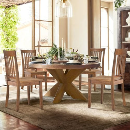 COLAMY Wooden Dining Chairs Set of 6, Farmhouse Dining Room Chairs, Windsor Spindle High Back Side Chairs, Armless Rubberwood Kitchen Table Chairs, Light Brown - color: Light Brown, size: Set of 6