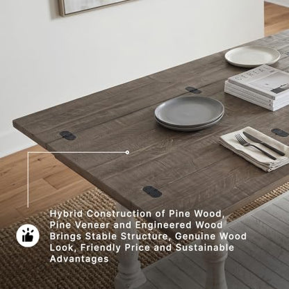 Signature Design by Ashley Havalance Farmhouse Sofa Table, Flip Top Design for Additional Dining Space and Fixed Lower Shelf, Gray & White with Weathered Finish - color: Gray/White, style: Sofa Table