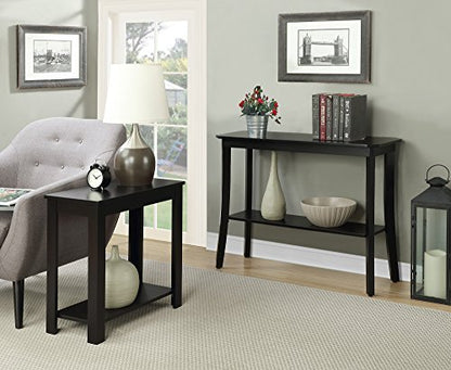 Convenience Concepts Designs2Go Baja Chairside End Table 23.75"- Modern Living Room Table with Storage Shelf, Transitional Bedside Table, Black - color: Black