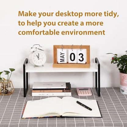 YGYQZ Desk Shelf Organizer for Top of Desk, 1-Tier Desktop Bookshelf, Black & White - color: 1-tier Black/White