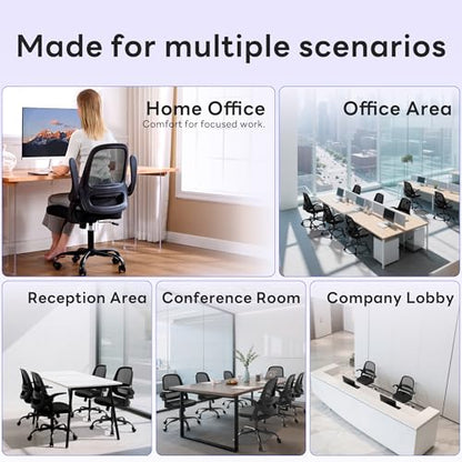 amseatec Ergonomic Mesh Desk Chair with Flip-Up Arms, Supports 300 lbs | Aerospace-grade frame, Mesh & 3" foam seat. 90-110° rocking, height adjustable, 360° swivel. - color: Blue