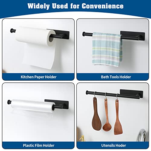 theaoo Under Cabinet Paper Towel Holder for Kitchen, Adhesive, 2 Pack Black | Self-Adhesive or Screw Mount for Cabinets and Walls; Durable SUS304 Stainless Steel Fits Standard and Jumbo Rolls - color: Black 2pc