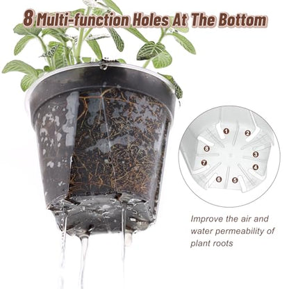 10.6 Inch Large Clear Nursery Pots with Drainage Holes, 2.7 Gal 10 Pack Transparent Plastic Plant Pots, Ideal for Orchids, Seedlings, Repotting & Observing Root Growth & Soil Moisture - size: 10 inch
