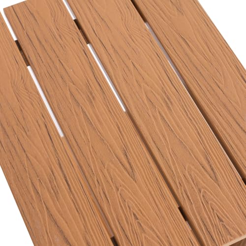 Small Leisure Line Side Table, 2-Tier Adirondack Side Table Outdoor with Open Shelf, 16 in Wooden Deck Table for Patio Porch Pool, 200 Lbs Capacity, Easy Assembly (Teak) - color: Teak