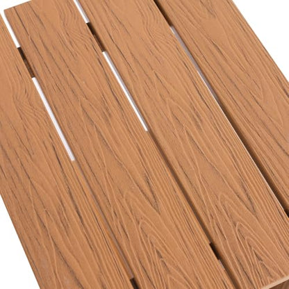 Small Leisure Line Side Table, 2-Tier Adirondack Side Table Outdoor with Open Shelf, 16 in Wooden Deck Table for Patio Porch Pool, 200 Lbs Capacity, Easy Assembly (Teak) - color: Teak