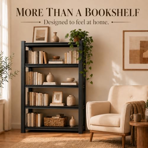 2 Tier Metal Bookshelf, Adjustable Tall Bookcase, Heavy Duty 1200 LBS Modern Deep Book Shelf, Bolt-Free Storage Shelves for Living Room, Home Office, Garage, 13.8" Wx 11.8" Dx 22.0" H - size: 2Tier-13.8"Wx 11.8"Dx 22.0"H