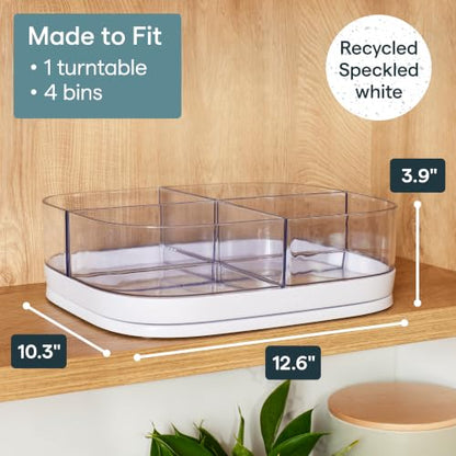 YouCopia MagicTrack Turntable with 4 Bins, Rectangle Lazy Susan Organizer - size: Turntable with Bins