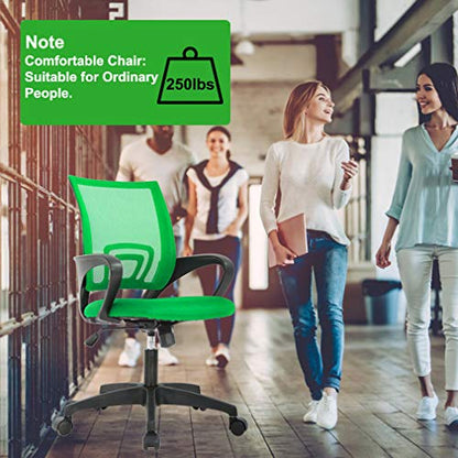 BestOffice Ergonomic Office Chair | Mid-Back Swivel Desk Chair | Green | with Lumbar Support, Adjustable Height & Breathable Backrest | Sponge Seat & Rolling Wheels | for Home, Office | Pack of 1 - color: Green, style: pack of 1