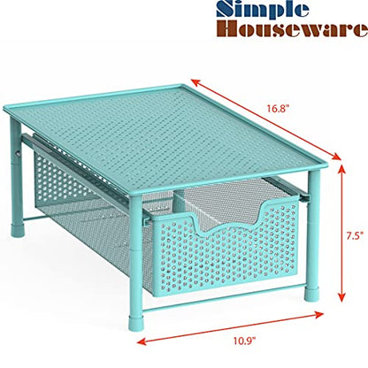 Simple Houseware Stackable Cabinet Basket Drawer Organizer, Turquoise - color: Turquoise, size: 1-Tier