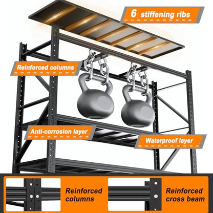 Garage Shelving 70.87" Wide Heavy Duty Storage Shelves Units and Storage,Metal Shelving Adjustable Shelves,Steel Garage Storage Rack,Industrial Utility Shelf Organization for Kitchen,Pantry - size: Super Heavy-Duty 70.03"*70.87"*24"