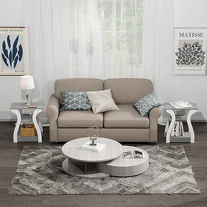 FROMJBEST End Tables Living Room, Grey End Table with Charging Station | Side Table Living Room, with USB Ports and Outlets, Nightstand for Bedroom, 3-Tier Storage Shelf, Bedside Table - color: Grey