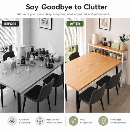 2-Tier Dining Table Side Rack, Narrow Kitchen Table Extension Shelf for Small Dining Table, Space Saving Storage Organizer for Small Kitchen Table for 2/4