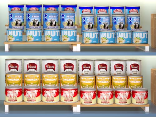 Expandable Can Organizer for Pantry, 3-Tier Adjustable Bamboo & Iron Can Rack for Cabinets, Easy-Access Storage for Canned Goods, Holds Up to 30 Soda & Soup Cans, White - color: White