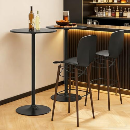 ERGOMASTER Two-in-one Adjustable Height Bar Tables, 24-inch Round Cocktail Table with Sturdy Metal Base, 40"/22" Two Convertible Height High Top Pub Table for Home Bar, Restaurant Bistro (2, Black) - color: Black, size: Diameter：23.99‘’
