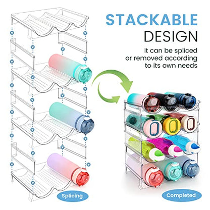 spospo Water Bottle Organizer for Cabinet, 4 Pack Water Bottle Organization and Storage Shelf, Plastic Water Bottle Holder Rack for Fridge, Kitchen, Desktop - size: 4 Pack