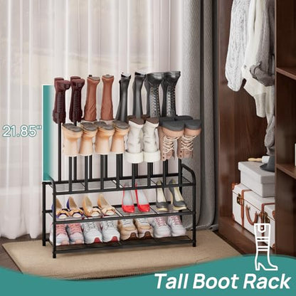 viewcare Tall Boot Rack, Long Boot Rack Organiser, Tall Boots with Shoe Rack for Closet, 3-Tier Shoe Shelf Storage Organiser for Entryway - size: Extra Long