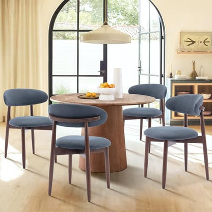 COLAMY Wooden Dining Chairs Set of 4, Modern Fabric Upholstered Dining Room Chair, Farmhouse Kitchen Side Chairs with Foot Pegs, Blue - color: Blue, size: Set of 4