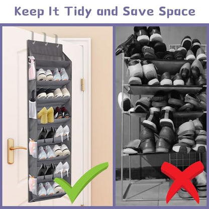 Over the Door Shoe Organizer Hanging with 8 Mesh Pockets 8 Wire Large Deep Pockets, 50lbs Weight Capacity Fits 16 Pairs Shoes Door Shoe Rack Store for Closet and Narrow Door 1 Pack - style: 8 Layer