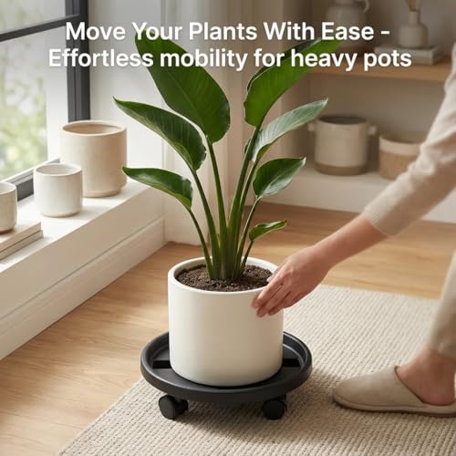 Rolling Plant Stand with Wheels 3 Pack 13 Inch Plant Caddy with Wheels Heavy Duty Plant Dolly Roller Base with Wheels Round Flower Pot Rack Holder Planter Trolley Tray, Black - color: Black, size: 13 inch