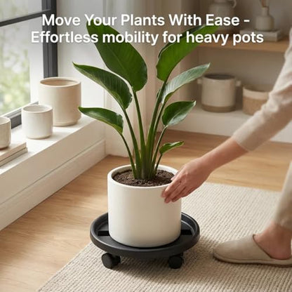 Rolling Plant Stand with Wheels 3 Pack 12 Inch Plant Caddy with Wheels Heavy Duty Plant Dolly Roller Base with Wheels Round Flower Pot Rack Holder Planter Trolley Tray, Black - color: Black, size: 12 inch