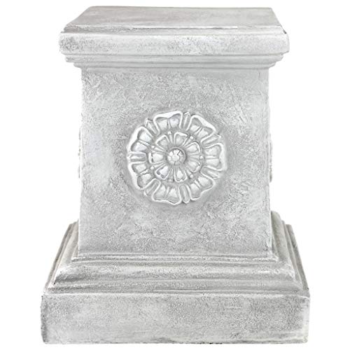 Design Toscano English Rosette Indoor/Outdoor Sculptural Garden Plinth Base Statue Riser, Large 13 Inch Tall, Cast Stone Resin, Antique Stone Finish - size: Large, style: English Rosette