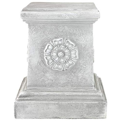 Design Toscano English Rosette Indoor/Outdoor Sculptural Garden Plinth Base Statue Riser, Large 13 Inch Tall, Cast Stone Resin, Antique Stone Finish - size: Large, style: English Rosette