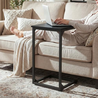 AMHANCIBLE C Shaped End Tables Set of 2, Couch Side Tables that Slide Under Sofa, Slim TV Trays for Living Room and Bedroom, Narrow Space Saving Laptop Workstation, Black, HET02BBK - color: Black