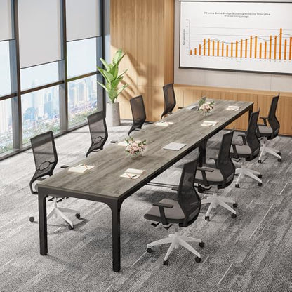 Tribesigns 6.5 FT Conference Room Table, 78.74" W x 27.56" D Large Office Conference Table, Modern Seminar Meeting Table Desk for Boardroom, Meeting Room (1, Gray and Black) - color: Gray and Black