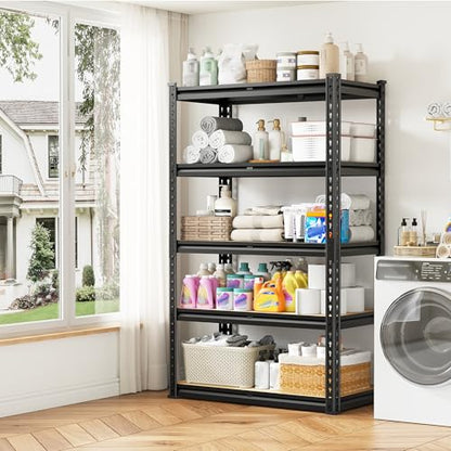 DurayLoly 5-Tier Storage Shelves, 1990LBS Adjustable Pantry Shelves, Metal Shelving Unit for Kitchen, Pantry, Closet, Laundry,Garage, 60.01" H x 28.01" W x 14.01" D - size: 60.01" H x 28.01" W x 14.01" D
