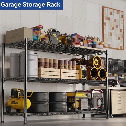 REGILLER 3-Wire Shelf Adjustable Heavy Duty Storage Shelves,Metal Organizer Wire Rack for Laundry Bathroom Kitchen Pantry Closet Garage Shelving(Black,24" Dx59.6 Wx47.6 H) - size: 3tier 24"D x 59.6"W x 47.6"H