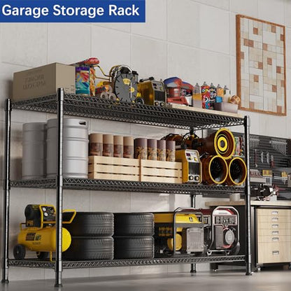 REGILLER 3-Wire Shelf Adjustable Heavy Duty Storage Shelves,Metal Organizer Wire Rack for Laundry Bathroom Kitchen Pantry Closet Garage Shelving(Black,24" Dx59.6 Wx47.6 H) - size: 3tier 24"D x 59.6"W x 47.6"H