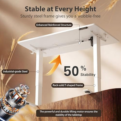 Cubiker Standing Desk, 40x24 Inches Sit Stand Home Office Desk, Electric Stand up Desk, Adjustable Desk with Splice Board, White Frame/White Top - color: White, size: 40x24