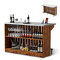 Home Bar Unit with LED Lights and Charging Station, Imitation Marble Mini Coffee Bar Pub Table with 2-Tier Storage, Footrest, Drop Leaf Kitchen Islands for Dining Room, Bistro, Living Room