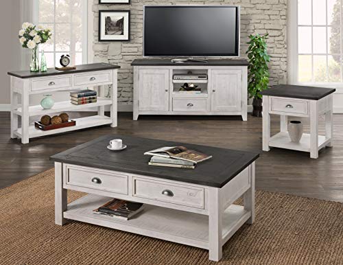 Martin Svensson Home Monterey Solid Wood Sofa Console Table White with Grey Top - color: White With Grey Top
