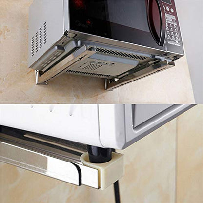 Hovico Universal Stainless Steel Microwave Mount Bracket, Support Frame Steel Foldable Stretch Shelf Rack Microwave Oven Wall Mount Bracket Stainless Silver - color: Style A