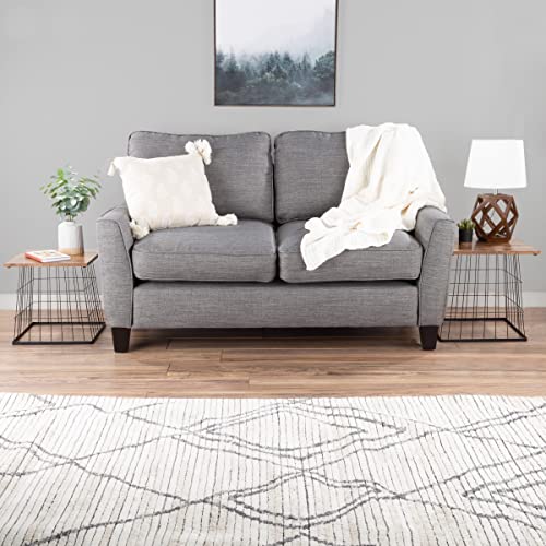Lavish Home End Tables - Square Nesting Tables Set of 2, Brown Woodgrain | 15.75”/14.5” Side Tables with Removable Wood Tops & Metal Basket Bases for Blanket Storage, Living Room, Bedroom, Home Office - color: Brown Square 2