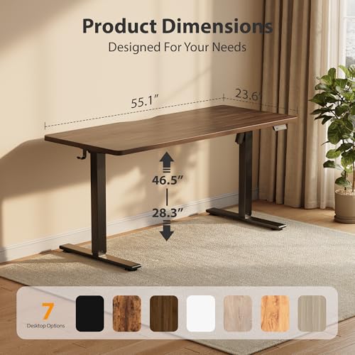 Cubiker Standing Desk, 55x24 Inches Sit Stand Home Office Desk, Electric Stand up Desk, Adjustable Desk with Splice Board, Black Frame/Black Walnut Top - color: Black Walnut, size: 55x24