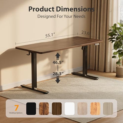 Cubiker Standing Desk, 55x24 Inches Sit Stand Home Office Desk, Electric Stand up Desk, Adjustable Desk with Splice Board, Black Frame/Black Walnut Top - color: Black Walnut, size: 55x24
