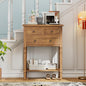 LUMISOL Small Console Table with Drawers, Farmhouse Sofa Table Behind Couch with Open Shelf, Solid Wood Entry Tables for Hallway Foyer, 23.7" W x 13" D x 31.4" H, Natural - color: Natural