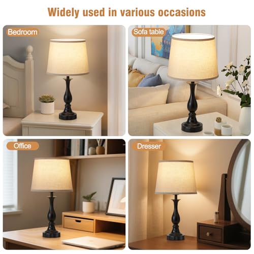 Bedside Table Lamp Touch Control Bedroom Lamps with USB A and C Charging Port 3 Way Dimmable Touch Lamps for Nightstand Living Room Bedroom Dorm Home Office Reading, Set of 2 - color: Black