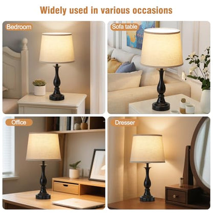Bedside Table Lamp Touch Control Bedroom Lamps with USB A and C Charging Port 3 Way Dimmable Touch Lamps for Nightstand Living Room Bedroom Dorm Home Office Reading, Set of 2 - color: Black