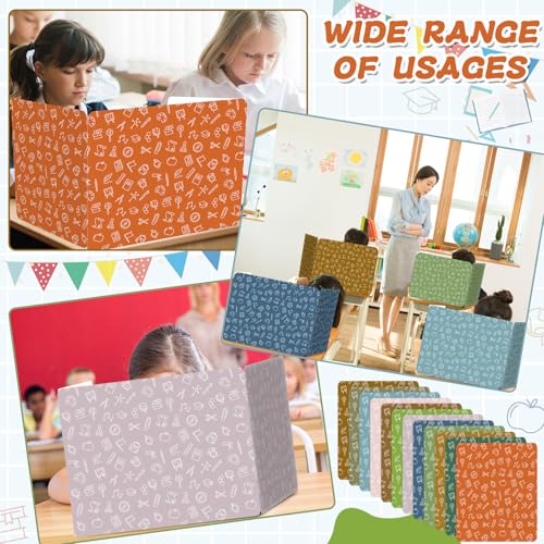 gisgfim 24 Pack Privacy Shields for Student in 12 Boho Colors Desk Dividers Durable Privacy Folders Testing Dividers Shield Study Boards Panel Partition for Classroom Teacher Back to School Supplies - style: Boho