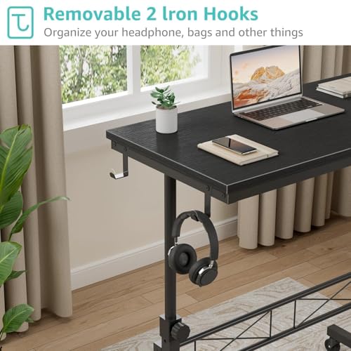WINAZ Small Portable Rolling Standing Desk - 32 Inch Adjustable Height Mobile Teacher Podium on Wheels for Classroom, Stand Up Desks for Treadmill Walking Pad, Couch Sofa Side Laptop Table, Black - color: Black