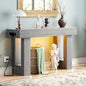 Unikito 47" Entryway Table with Socket and Sensor Light, Narrow Console Table with Storage Behind Couch, Farmhouse Entry Way Tables with Open Storage for Entrance/Hallway/Living Room, White Oak | Narrow Console Table with Storage Behind Couch, Farmhouse F