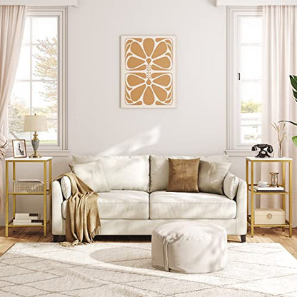 HOOBRO Tall Side Table, 3-Tier Telephone End Table with Adjustable Mesh Shelves, Small Entryway Table with Storage, Small Nightstand for Living Room, Bedroom, Hallway, White and Gold DW01DH01G1 - color: White + Gold