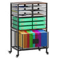EasyPAG Rolling Cart with Storage Drawer, Under Desk Filling Cabinet with Mail Sorter, Pull Out Hanging File Rack for Letter Size Folders, Mobile Utility Craft Cart for Home Office, Black - size: Flexible Slots+1 Drawer