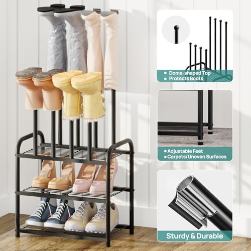 viewcare Black Boot Rack, Small Boot Rack Organizer, Tall Boots with Shoe Rack for Closet, Shoe Shelf Storage Organizer for Entryway Small Space - size: Small